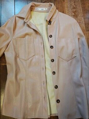 Mango Blush Pink Faux Leather Jacket